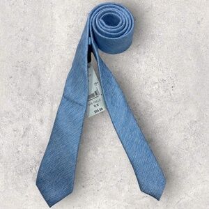 NEW SONDERGAARD Blue/White Herringbone Polyester Cotton LUXURY Slim Tie